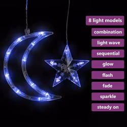 vidaXL Star and Moon Fairy Lights Remote Control Blue Xmas Curtain Light Set