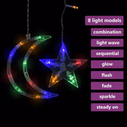 vidaXL Star and Moon Fairy Lights Remote Control Colourful Curtain Light Set
