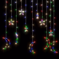 vidaXL Star and Moon Fairy Lights Remote Control Colourful Curtain Light Set