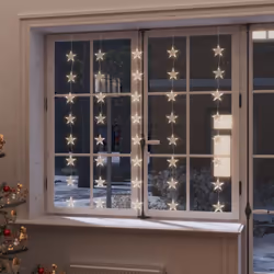 vidaXL LED Star Curtain Fairy Lights 200 LED Warm White 8 Function Lighting