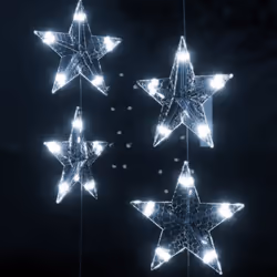 vidaXL LED Star Curtain Fairy Lights 200 LED Cold White 8 Function Lighting