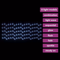 vidaXL LED Star Curtain Fairy Lights 500 LED Blue 8 Function String Light