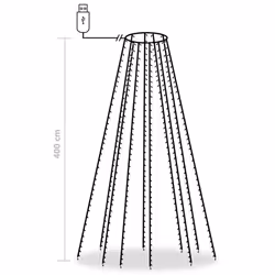 vidaXL Tree Lights with  LEDs Outdoor Xmas Light Multi Colours Multi Sizes - cold white, 400 cm - Additional view 7