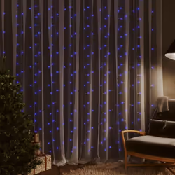 vidaXL LED Curtain Fairy Lights 300 LED Blue 8 Function Holiday Lighting