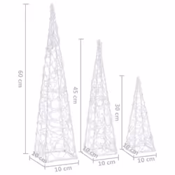 vidaXL Acrylic Decorative LED Light Cone Set Cold White Home Holiday Ornament
