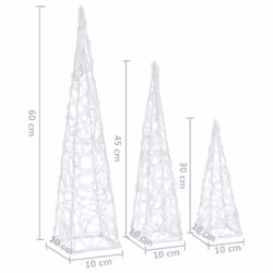 vidaXL Acrylic Decorative LED Light Cone Set Cold White Home Holiday Ornament - Additional view 8