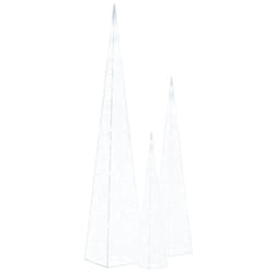 vidaXL Acrylic Decorative LED Light Cone Set Cold White Home Holiday Ornament