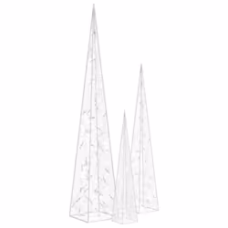 vidaXL Acrylic Decorative LED Light Cone Set Cold White Home Holiday Ornament