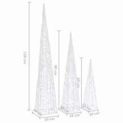 vidaXL Acrylic Decorative LED Light Cone Set Cold White Home Holiday Ornament - Additional view 4