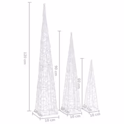 vidaXL Acrylic Decorative LED Light Cone Set Blue Outdoor Holiday Ornament - Additional view 4