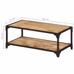 vidaXL Solid Rough Mango Wood Coffee Table Couch Side End Accent Console Table - Additional view 7