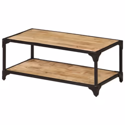 vidaXL Solid Rough Mango Wood Coffee Table Couch Side End Accent Console Table - Additional view 8