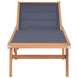 vidaXL 2x Solid Teak and Textilene Folding Sun Loungers with Wheels Sunbeds