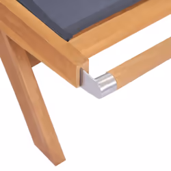 vidaXL 2x Solid Teak and Textilene Folding Sun Loungers with Wheels Sunbeds - Additional view 6