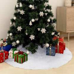vidaXL Christmas Tree Skirt White 122 cm Faux Christmas Tree Base Decoration