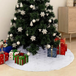 vidaXL Luxury Christmas Tree Skirt White 90 cm Faux Christmas Tree Base Mat