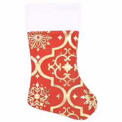 vidaXL Luxury Christmas Tree Skirt with Sock Red Fabric Xmas Tree Base Mat