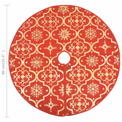 vidaXL Luxury Christmas Tree Skirt with Sock Red Fabric Xmas Tree Base Mat - Additional view 7