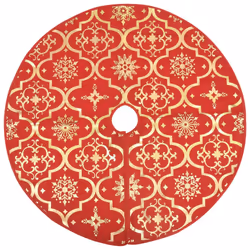 vidaXL Luxury Christmas Tree Skirt with Sock Red Fabric Xmas Tree Base Mat