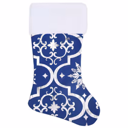 vidaXL Luxury Christmas Tree Skirt with Sock Blue Fabric Xmas Tree Base Mat