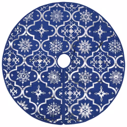 vidaXL Luxury Christmas Tree Skirt with Sock Blue Fabric Xmas Tree Base Mat