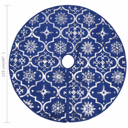 vidaXL Luxury Christmas Tree Skirt with Sock Blue Fabric Xmas Tree Base Mat - Additional view 7