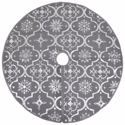 vidaXL Luxury Christmas Tree Skirt with Sock Grey Fabric Xmas Tree Base Mat