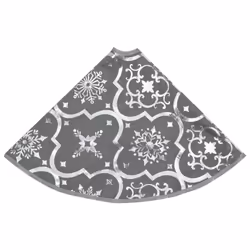 vidaXL Luxury Christmas Tree Skirt with Sock Grey Fabric Xmas Tree Base Mat - Additional view 4
