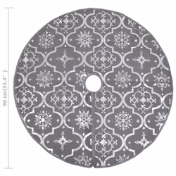 vidaXL Luxury Christmas Tree Skirt with Sock Grey Fabric Xmas Tree Base Mat - Additional view 7