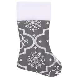 vidaXL Luxury Christmas Tree Skirt with Sock Grey Fabric Xmas Tree Base Mat