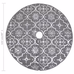 vidaXL Luxury Christmas Tree Skirt with Sock Grey Fabric Xmas Tree Base Mat - Additional view 6