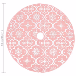 vidaXL Luxury Christmas Tree Skirt with Sock Pink Fabric Xmas Tree Base Mat - Additional view 7