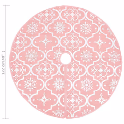 vidaXL Luxury Christmas Tree Skirt with Sock Pink Fabric Xmas Tree Base Mat - Additional view 7