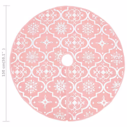vidaXL Luxury Christmas Tree Skirt with Sock Pink Fabric Xmas Tree Base Mat - Additional view 7