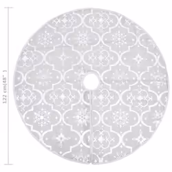vidaXL Luxury Christmas Tree Skirt with Sock White Fabric Xmas Tree Base Mat - Additional view 7
