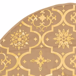vidaXL Luxury Christmas Tree Skirt with Sock Yellow Fabric Xmas Tree Base Mat - Additional view 5