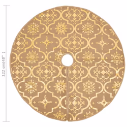 vidaXL Luxury Christmas Tree Skirt with Sock Yellow Fabric Xmas Tree Base Mat - Additional view 7