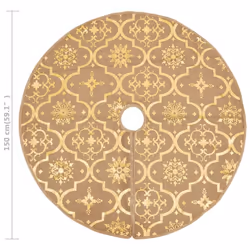 vidaXL Luxury Christmas Tree Skirt with Sock Yellow Fabric Xmas Tree Base Mat - Additional view 7