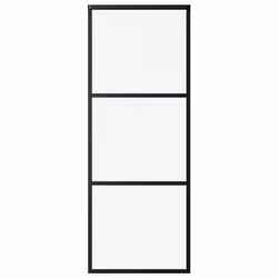 vidaXL Sliding Door Barn Door Sliding Door Panel ESG Glass and Aluminium Black