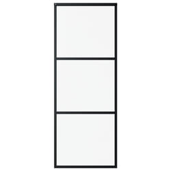 vidaXL Sliding Door Barn Door Sliding Door Panel ESG Glass and Aluminium Black
