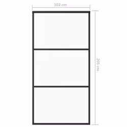 vidaXL Sliding Door Barn Door Sliding Door Panel ESG Glass and Aluminium Black - Additional view 4