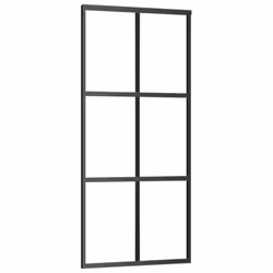 vidaXL Sliding Door Barn Door Sliding Door Panel ESG Glass and Aluminium Black