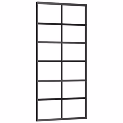 vidaXL Sliding Door Barn Door Sliding Door Panel ESG Glass and Aluminium Black