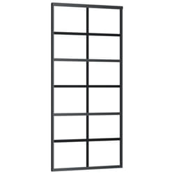 vidaXL Sliding Door Barn Door Sliding Door Panel ESG Glass and Aluminium Black