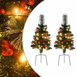 vidaXL Artificial Pathway Pre-lit Christmas Tree Artificial Tree 2 pcs PVC