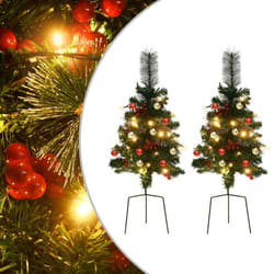 vidaXL Artificial Pathway Pre-lit Christmas Tree Artificial Tree 2 pcs PVC