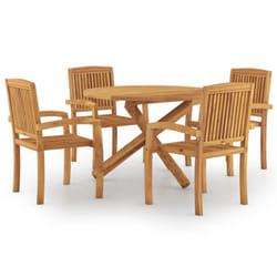 vidaXL Solid Wood Teak Garden Dining Set 5 Piece Wooden Outdoor Dining Set