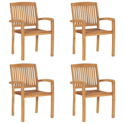 vidaXL 4x Solid Teak Wood Stacking Garden Chairs Furniture Outdoor Seating