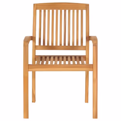 vidaXL 4x Solid Teak Wood Stacking Garden Chairs Furniture Outdoor Seating