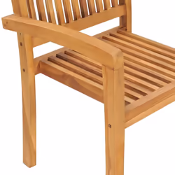 vidaXL 4x Solid Teak Wood Stacking Garden Chairs Furniture Outdoor Seating